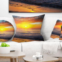 East Urban Home Beach Bright Sunset over Waters Modern Pillow