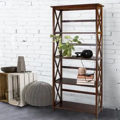 Breakwater Bay Montego Style 5-Shelf Bookcase: Chic Storage Solution For Bedroom Or Study Room