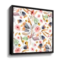Red Barrel Studio Allover Wild Flowers Gallery Wrapped Floater-Framed Canvas