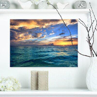 Design Art Exotic Tropical Beach at Sunset Photographic Print on Wrapped Canvas