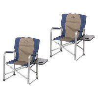 Kamp-Rite Kamp-Rite Outdoor Camping Director's Chair With Side Table, Navy & Tan (2 Pack)