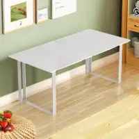 HOUZE 62.99" White Rectangular Sintered Stone + Iron Dining Table