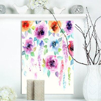 East Urban Home Floral 'Pastel Flower' Watercolor Painting Print on Wrapped Canvas