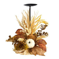 Primrue 12In. Autumn Harvest And Pumpkin Fall Candle Holder