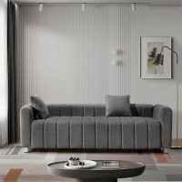 Latitude Run® Teddy Velvet Sofa,2-3 Seat Mid Century Indoor Couch