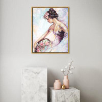 Oliver Gal "Pastel Watercolor", Flower Female Dress Traditional White Canvas Wall Art Print For Bedroom