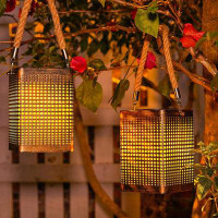 BUCASA 12.2'' Solar Powered Integrated LED Colour Changing Outdoor Lantern