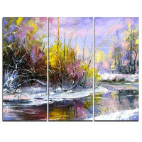 Made in Canada - Design Art Autumn River - 3 Piece Graphic Art on Wrapped Canvas Set