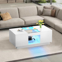 Wade Logan Brasi 39" Coffee Table With Storage And LED Light