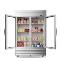 KICHKING 54" W Commercial Refrigerator 2 Glass Door Reach-In Stainless Steel Refrigerator 49 Cu.Ft