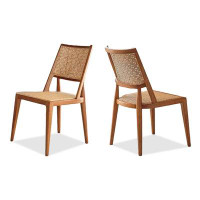 WONERD 33.86" Cherry Solid back side Chair(Set of 2)