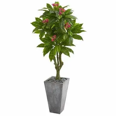 Brayden Studio 5.5ft. Plumeria Artificial Tree in Gray Planter UV Resistant (Indoor/Outdoor)