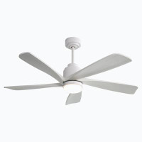 Ivy Bronx 52 Inch Indoor Ceiling Fan With 120V Dimmable 5 Solid Wood Blades Remote Control Reversible DC Motor With Led