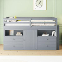 Harriet Bee Loft Bed with 4 Drawers, Underneath Cabinet and Shelves