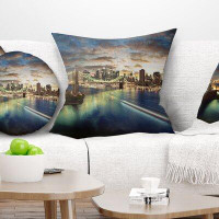 Made in Canada - East Urban Home Cityscape Photo New York Under Cloudy Skies Pillow