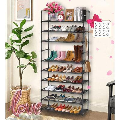 Rebrilliant 10 Tier Shoe Rack,Shoe Rack For Closet,30-50 Pairs Tall Shoe Rack Organizer With Hooks,Large Shoe Rack With  in Other