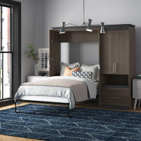 Made in Canada - Wade Logan Camalla Full Murphy Bed and Storage Cabinet with Pull-Out Shelf (89W)