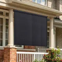Symple Stuff Semi-Sheer Outdoor Roller Shade with Pull Cord Roll Up Blind
