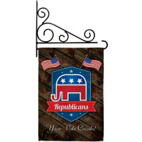 Breeze Decor Republicans - Impressions Decorative Metal Fansy Wall Bracket Garden Flag Set GS111071-BO-03