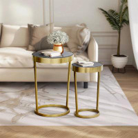 Everly Quinn Metal, Set Of 2 20/23" Round Contemporary Side Tables,