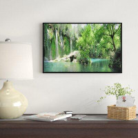 East Urban Home 'Waterfall Cascade in Deep Forest' Framed Photographic Print on Wrapped Canvas