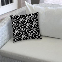 East Urban Home 20" X 20" Black And White Blown Seam Interlocking Throw Indoor Outdoor Pillow