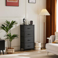 17 Stories Drawers Dresser Chest Of Drawers,Metal Frame And Wood Top,4Bc,Grey