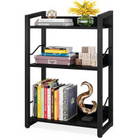 Ebern Designs Ebern Designs Book Shelf Small Bookshelf - 3-Tier Wood Bookcase Industrial Bookshelf With Edge Protection