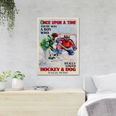 Trinx Garçons jouant au hockey avec un chien - Il était une fois un garçon qui aimait vraiment le hockey et le chien - 1 in Arts & Collectibles in Québec