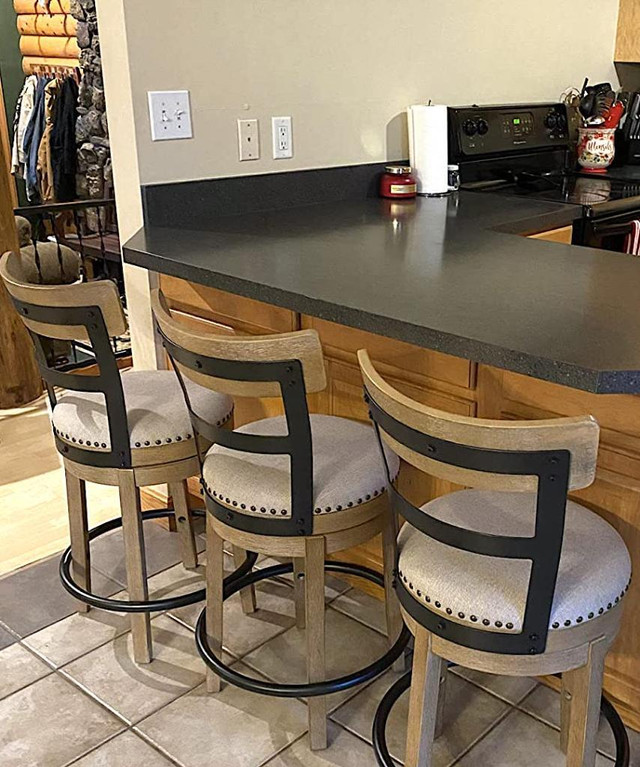 Retro Kitchen Barstool Counter Swivel Bar Stool Dining Room Wood Chair in Chairs & Recliners