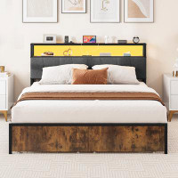 Trent Austin Design Owatonna Queen Upholstered Storage Bed with Built-in Outlets and Lighted Headboard