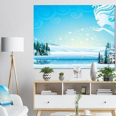 East Urban Home 'Christmas Fairy Blowing Snow Flakes on Winter Scene' Graphic Art in Home Décor & Accents