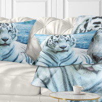 Made in Canada - East Urban Home African Tiger with Water Background Lumbar Pillow