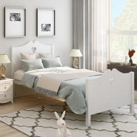 Harriet Bee Twin Size Wooden Bed With Footboard