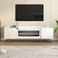 ChocoPlanet Sleek Design TV Stand With Fluted Glass