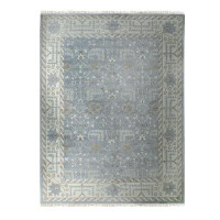 Bungalow Rose Rectangle Orrick Oriental Hand-Knotted Wool Area Rug in Grey