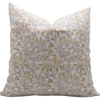 Rosalind Wheeler Block Print Throw Pillow Cover,Inch Thick Linen Decorative Cushion Cover_KDRT-GR-PL