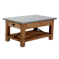 Alaterre Millwork 36"W Industrial Rustic Solid Wood Frame Rectangular Coffee Table With Storage