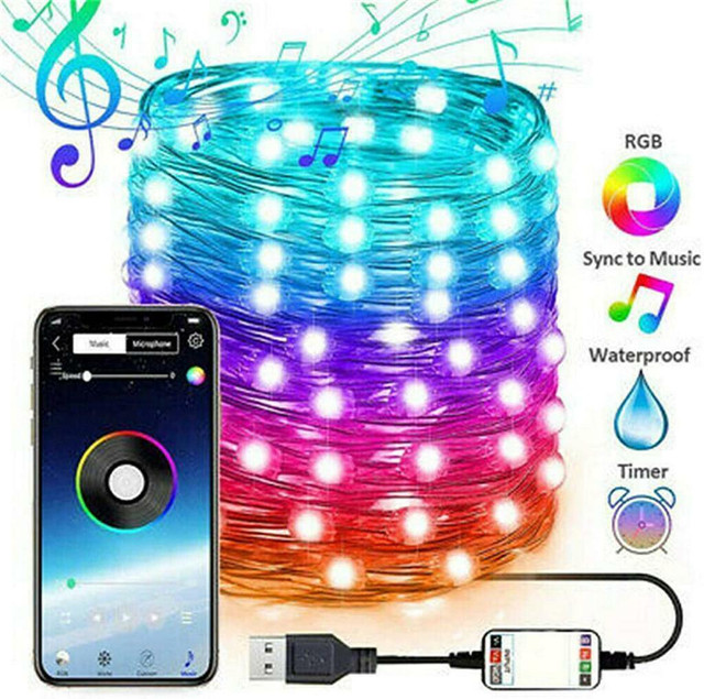 NEW RGB LED STRING LIGHT USB PLUG IN BLUETOOTH LED037 in General Electronics in Alberta