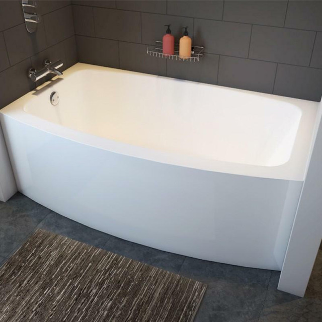 Odelle-T - Curved Bathtub With Skirt w Chrome Drain ( 60x34x22 ) Optional Curved Door Available - Delivered in Plumbing, Sinks, Toilets & Showers - Image 2