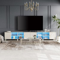 Ivy Bronx Set Of 2  TV Stand With Door Storage And Blue LED Light