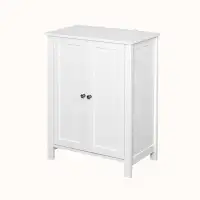 Winston Porter Bathroom Floor Storage Cabinet With Double Door Adjustable Shelf, White