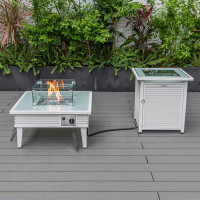LeisureMod Walbrooke 20'' H x 26.8'' W Propane Outdoor Fire Pit Table with Lid