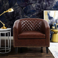 Red Barrel Studio 29.1" Wide Faux Leather Barrel Chair