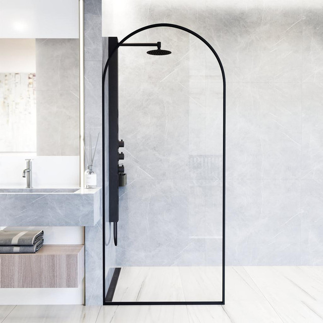 VIGO Arden 34 x 78 Fixed 10mm Frame Shower Screen in Matte Brushed Gold, Matte Black or Stainless Steel VGI in Plumbing, Sinks, Toilets & Showers - Image 2