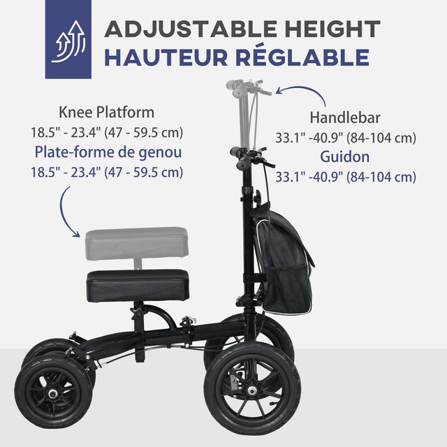 Knee Scooter 19.7" W x 35.4" D x 40.9" H Black in Health & Special Needs - Image 4