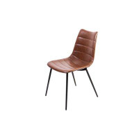 17 Stories Two 32" Brown Leatherette And Iron Dining Chairs