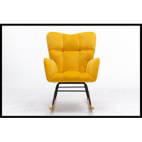 Latitude Run® Modern Velvet Tufted Upholstered Rocking Chair Padded Seat for Living Room Bedroom