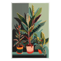 Stupell Industries Az-509-Wood Modern Potted Plants On Canvas by Ziwei Li Print