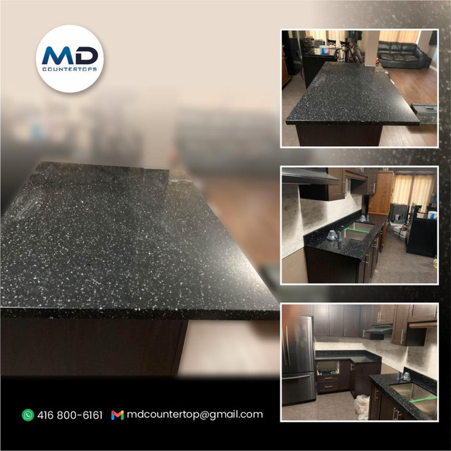 Black Solid Countertops with White Spots For Kitchen & Bath in Cabinets & Countertops in Markham / York Region